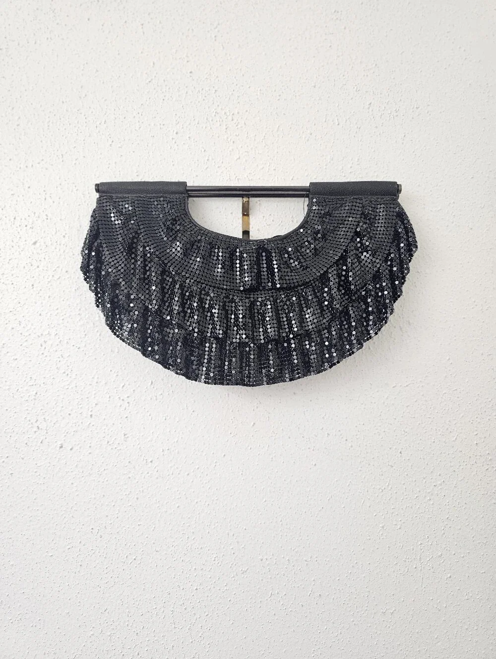 NEW Vintage The Limited Small Black Chainmail Evening Bag Clutch